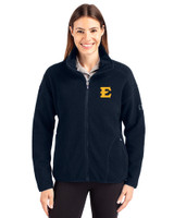 ETSU Buccaneers Cutter & Buck Cascade Eco Fleece Womens Full Zip Jacket Navy Blue Front