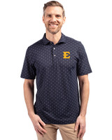 ETSU Buccaneers Cutter & Buck Virtue Eco Pique Tile Print Recycled Mens Big & Tall Polo Navy Blue Front