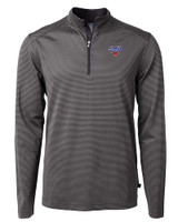 SMU Mustangs Cutter & Buck Virtue Eco Pique Micro Stripe Recycled Mens Quarter Zip BLEG_MANN_HG 