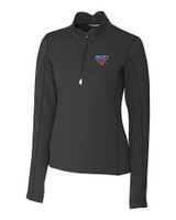 SMU Mustangs Cutter & Buck Traverse Stretch Eco Quarter Zip Womens Pullover BL_MANN_HG 