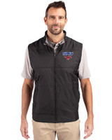 SMU Mustangs Cutter & Buck Stealth Hybrid Quilted Mens Big and Tall Windbreaker Vest Black Front