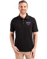 SMU Mustangs Cutter & Buck Advantage Eco Tri-Blend Pique Mens Big and Tall Polo Black Front