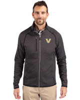 Vanderbilt Commodores Cutter & Buck Mainsail Sweater-Knit Mens Big and Tall Full Zip Jacket Charcoal Heather Front