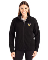 Vanderbilt Commodores Cutter & Buck Cascade Eco Fleece Womens Full Zip Jacket Black Front