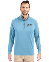 UCF Knights Citronaut Cutter & Buck Adapt Eco Knit Stretch Recycled Mens Quarter Zip Pullover Atlas Light Blue Front