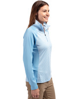 UCF Knights Citronaut Cutter & Buck Forge Tonal Stripe Stretch Half Zip Womens Top Atlas Light Blue Side