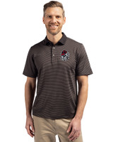 Georgia Bulldogs Cutter & Buck Virtue Eco Pique Micro Stripe Recycled Mens Polo Black/Elemental Grey Front