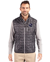 Minnesota Vikings NFL Helmet Cutter & Buck Rainier PrimaLoft® Mens Eco Insulated Full Zip Printed Puffer Vest Black Front