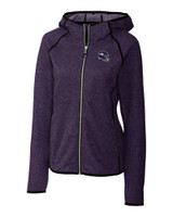 Minnesota Vikings NFL Helmet Cutter & Buck Mainsail Sweater-Knit Hoodie Womens Full Zip Jacket CPH_MANN_HG 1