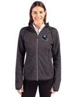 New York Giants NFL Helmet Cutter & Buck Mainsail Full Zip Hooded Womens Jacket Charcoal Heather Front