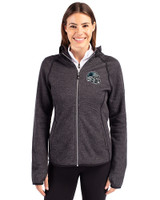 Carolina Panthers NFL Helmet Cutter & Buck Mainsail Full Zip Hooded Womens Jacket Charcoal Heather Front