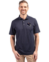 Chicago Bears NFL Helmet Cutter & Buck Virtue Eco Pique Tile Print Recycled Mens Big & Tall Polo Navy Blue Front