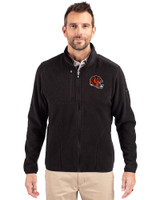 Cincinnati Bengals NFL Helmet Cutter & Buck Cascade Eco Sherpa Mens Big & Tall Fleece Jacket Black Front