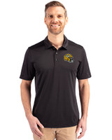 Green Bay Packers NFL Helmet Cutter & Buck Prospect Eco Textured Stretch Recycled Mens Short Sleeve Polo Black Front