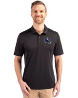 New York Giants NFL Helmet Cutter & Buck Prospect Recycled Featherlight Stretch Mens Polo Black Front