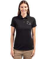 Atlanta Falcons NFL Helmet Cutter & Buck Advantage Eco Tri-Blend Pique Womens Polo Black Front