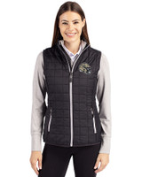 New Orleans Saints NFL Helmet Cutter & Buck Rainier PrimaLoft® Womens Eco Insulated Full Zip Puffer Vest Black Front