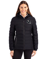 Pittsburgh Steelers NFL Helmet Cutter & Buck Mission Ridge Repreve® Eco Insulated Womens Puffer Jacket Black Front
