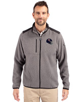 Chicago Bears NFL Helmet Cutter & Buck Cascade Eco Fleece Mens Full Zip Jacket Elemental Grey/Black Front