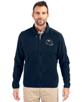Denver Broncos NFL Helmet Cutter & Buck Cascade Eco Fleece Mens Full Zip Jacket Navy Blue Front
