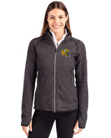 Green Bay Packers NFL Helmet Cutter & Buck Mainsail Sweater-Knit Womens Full Zip Jacket Charcoal Heather Front