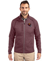 Washington Commanders NFL Helmet Cutter & Buck Mainsail Sweater-Knit Mens Full Zip Jacket Bordeaux Heather Front