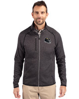 Baltimore Ravens NFL Helmet Cutter & Buck Mainsail Sweater-Knit Mens Full Zip Jacket Charcoal Heather Front