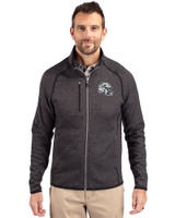 Miami Dolphins NFL Helmet Cutter & Buck Mainsail Sweater-Knit Mens Full Zip Jacket Charcoal Heather Front