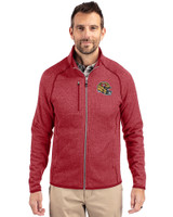 San Francisco 49ers NFL Helmet Cutter & Buck Mainsail Sweater-Knit Mens Full Zip Jacket Cardinal Red Heather Front