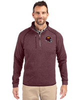 Washington Commanders NFL Helmet Cutter & Buck Mainsail Sweater-Knit Mens Half Zip Pullover Jacket Bordeaux Heather Front