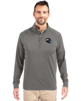 Seattle Seahawks NFL Helmet Cutter & Buck Adapt Eco Knit Stretch Recycled Mens Quarter Zip Pullover Elemental Grey Front