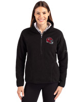 Kansas City Chiefs NFL Helmet Cutter & Buck Cascade Eco Fleece Womens Pullover Jacket Black Front