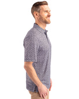 Detroit Lions NFL Helmet Cutter & Buck Pike Magnolia Print Stretch Mens Polo Black/Polished Side