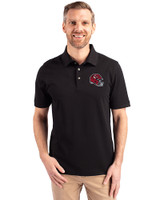 Kansas City Chiefs NFL Helmet Cutter & Buck Advantage Eco Tri-Blend Pique Mens Polo Black Front