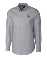New England Patriots NFL Helmet Cutter & Buck Stretch Oxford Mens Long Sleeve Dress Shirt Charcoal Mannequin