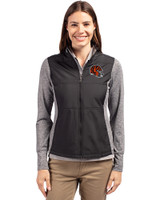 Cincinnati Bengals NFL Helmet Cutter & Buck Stealth Hybrid Quilted Womens Full Zip Windbreaker Jacket Black Front