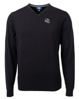 Carolina Panthers NFL Helmet Cutter & Buck Lakemont Tri-Blend Mens V-Neck Pullover Sweater Black Mannequin
