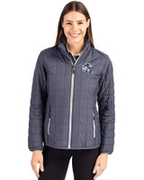 Buffalo Bills NFL Helmet Cutter & Buck Rainier PrimaLoft®  Womens Eco Insulated Full Zip Puffer Jacket Anthracite Melange Front