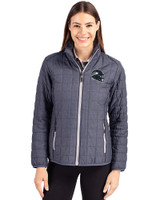 Seattle Seahawks NFL Helmet Cutter & Buck Rainier PrimaLoft®  Womens Eco Insulated Full Zip Puffer Jacket Anthracite Melange Front