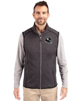 Pittsburgh Steelers NFL Helmet Cutter & Buck Mainsail Sweater-Knit Mens Full Zip Vest Charcoal Heather Front