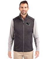 Baltimore Ravens NFL Helmet Cutter & Buck Mainsail Sweater-Knit Mens Full Zip Vest Charcoal Heather Front