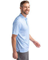 Carolina Panthers NFL Helmet Cutter & Buck Pike Constellation Print Stretch Mens Polo Atlas Light Blue Side