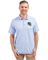 Carolina Panthers NFL Helmet Cutter & Buck Virtue Eco Pique Botanical Print Recycled Mens Polo Atlas Light Blue Front