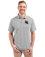 Los Angeles Rams NFL Helmet Cutter & Buck Virtue Eco Pique Botanical Print Recycled Mens Polo Black Front