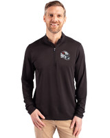 Arizona Cardinals NFL Helmet Cutter & Buck Virtue Eco Pique Recycled Quarter Zip Mens Pullover Black Front