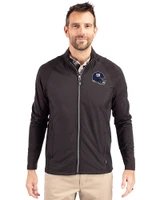 New York Giants NFL Helmet Cutter & Buck Adapt Eco Knit Hybrid Recycled Mens Big & Tall Full Zip Jacket Black Front