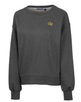 Georgia Tech Yellow Jackets Cutter & Buck Saturday Cotton Blend Womens Crew Neck Sweatshirt CCH_MANN_HG 1