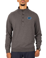 Florida Gators Cutter & Buck Saturday Cotton Blend Mens Big and Tall  Mock Pullover Sweatshirt Charcoal Heather Front