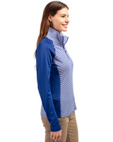 Florida Gators Vintage Cutter & Buck Forge Tonal Stripe Stretch Half Zip Womens Top Tour Blue Side