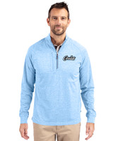 UCF Knights Citronaut Cutter & Buck Adapt Eco Knit Heather Mens Quarter Zip Pullover Atlas Heather Front